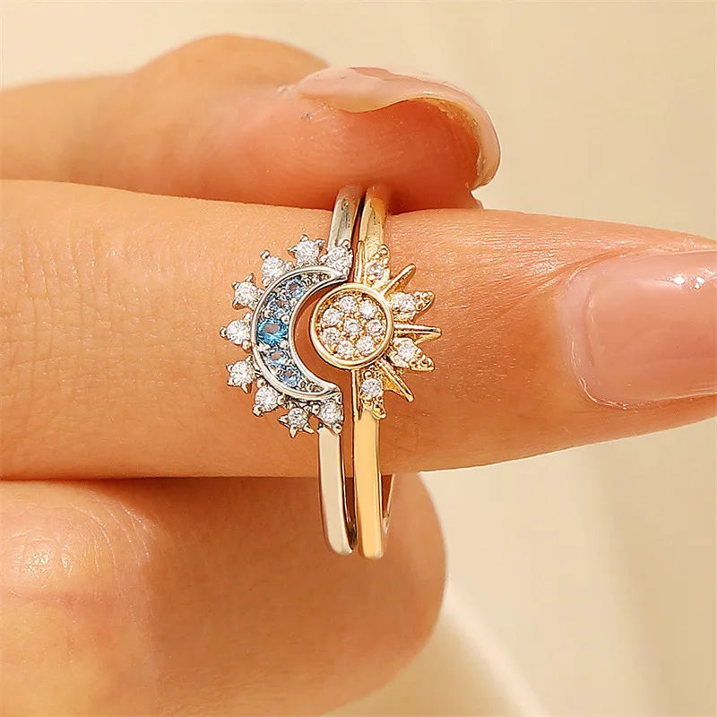 Sun and Moon Adjustable Ring